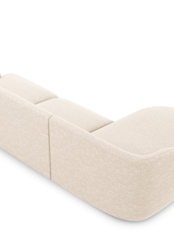 MICADONI Miley hjrnesofa, venstre, 4 seter - beige chenille og sort plast