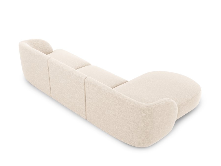 MICADONI Miley hjrnesofa, venstre, 4 seter - beige chenille og sort plast