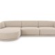 MICADONI Miley hjrnesofa, venstre, 4 seter - beige chenille og sort plast