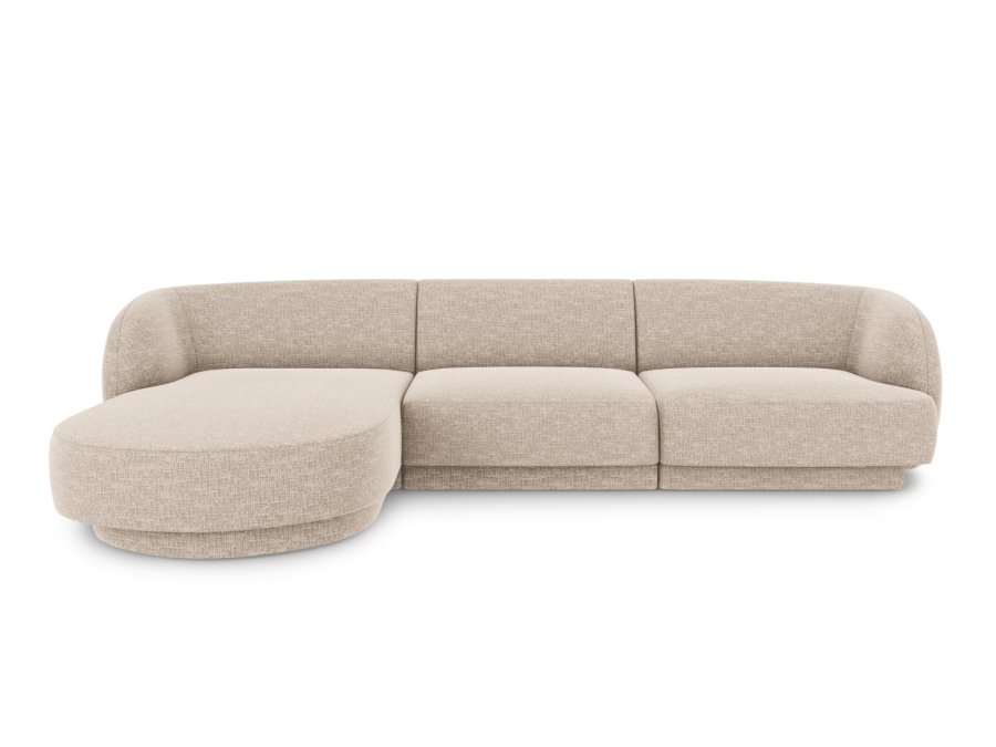 MICADONI Miley hjrnesofa, venstre, 4 seter - beige chenille og sort plast