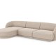 MICADONI Miley hjrnesofa, venstre, 4 seter - beige chenille og sort plast