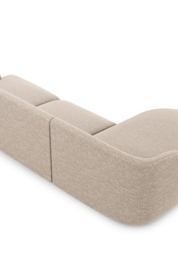 MICADONI Miley hjrnesofa, venstre, 4 seter - beige chenille og sort plast