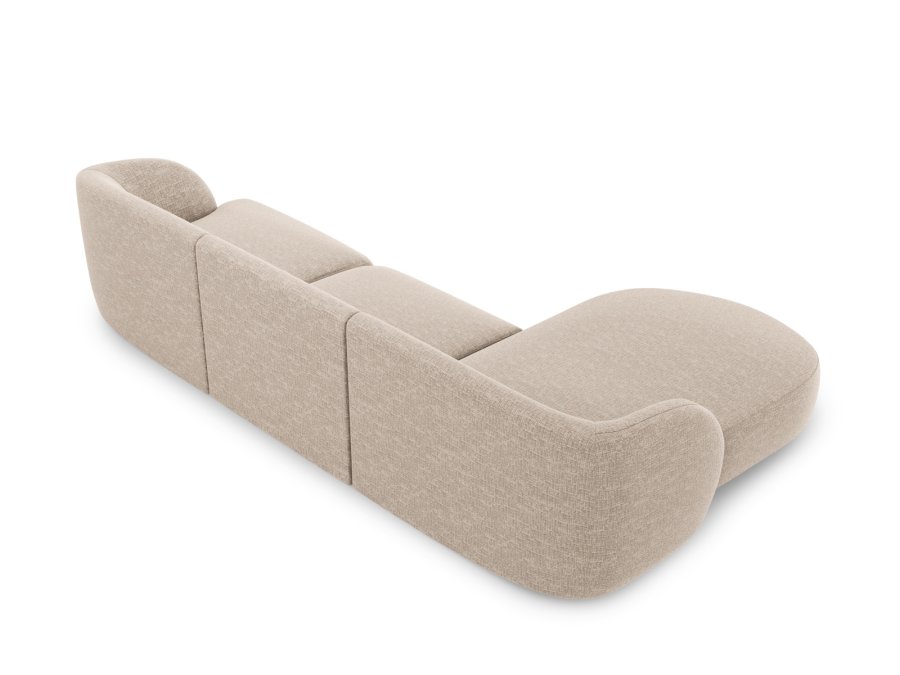 MICADONI Miley hjrnesofa, venstre, 4 seter - beige chenille og sort plast