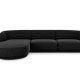 MICADONI Miley hjrnesofa, venstre, 4 seter - sort chenille og sort plast
