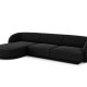 MICADONI Miley hjrnesofa, venstre, 4 seter - sort chenille og sort plast