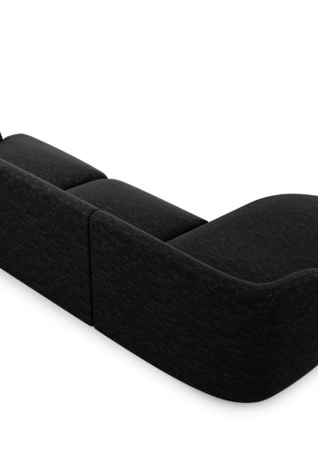 MICADONI Miley hjrnesofa, venstre, 4 seter - sort chenille og sort plast