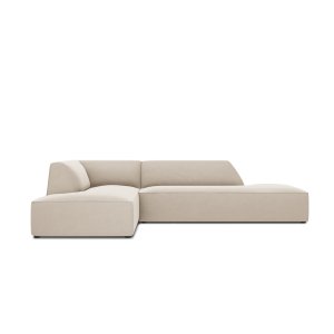 MICADONI Ruby hjrnesofa, venstre, 4 sder - beige fljl og sort plast