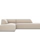 MICADONI Ruby hjrnesofa, venstre, 4 seter - beige flyel og sort plast
