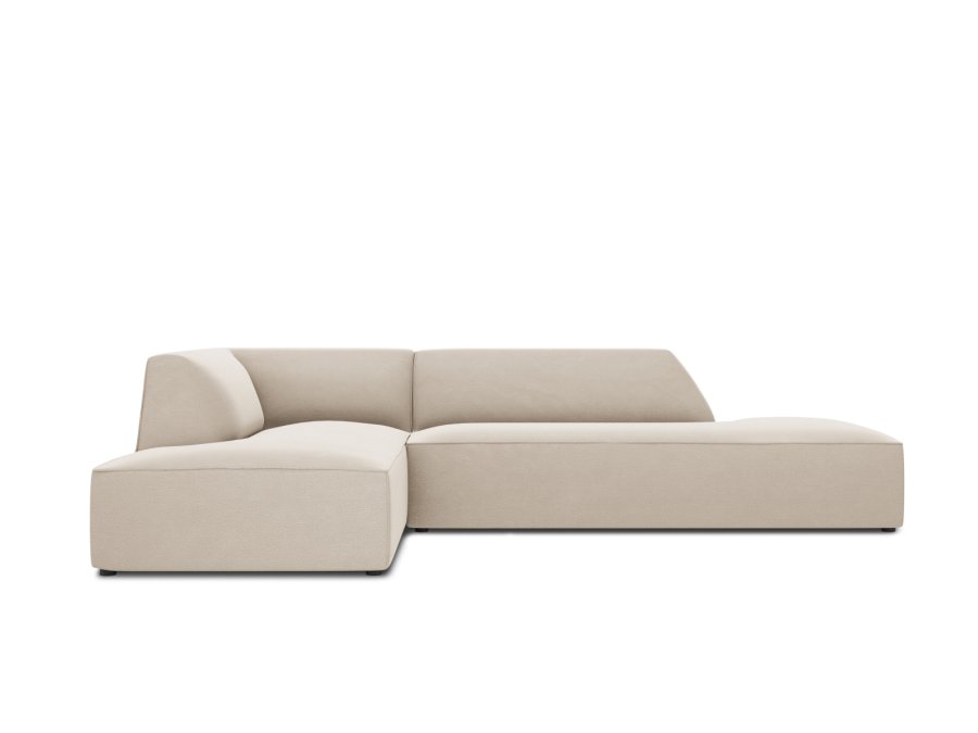 MICADONI Ruby hjrnesofa, venstre, 4 seter - beige flyel og sort plast
