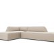 MICADONI Ruby hjrnesofa, venstre, 4 seter - beige flyel og sort plast