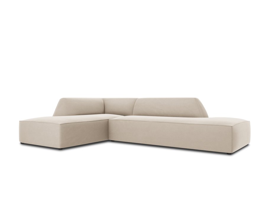 MICADONI Ruby hjrnesofa, venstre, 4 seter - beige flyel og sort plast