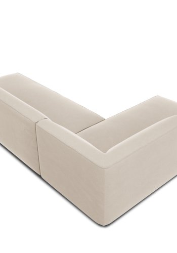 MICADONI Ruby hjrnesofa, venstre, 4 seter - beige flyel og sort plast