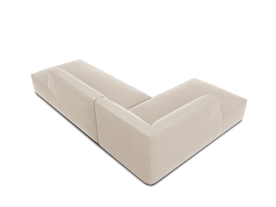 MICADONI Ruby hjrnesofa, venstre, 4 seter - beige flyel og sort plast
