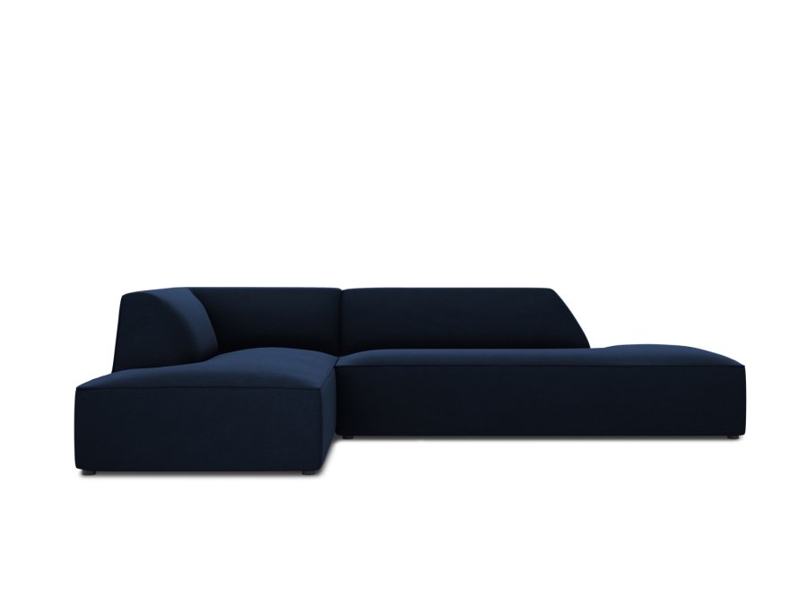 MICADONI Ruby hjrnesofa, venstre, 4 seter - bl flyel og sort plast