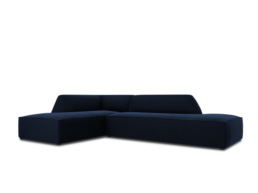 MICADONI Ruby hjrnesofa, venstre, 4 seter - bl flyel og sort plast