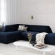 MICADONI Ruby hjrnesofa, venstre, 4 seter - bl flyel og sort plast