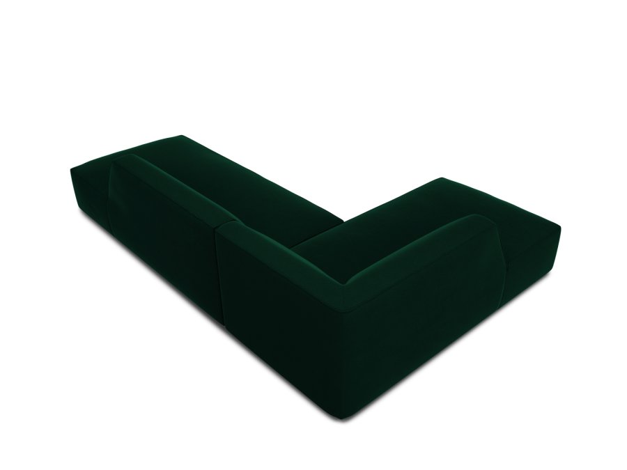 MICADONI Ruby hjrnesofa, venstre, 4 seter - grnn flyel og sort plast