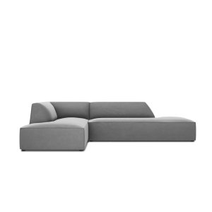 MICADONI Ruby hjrnesofa, venstre, 4 sder - gr fljl og sort plast