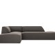 MICADONI Ruby hjrnesofa, venstre, 4 seter - antrasittgr flyel og sort plast