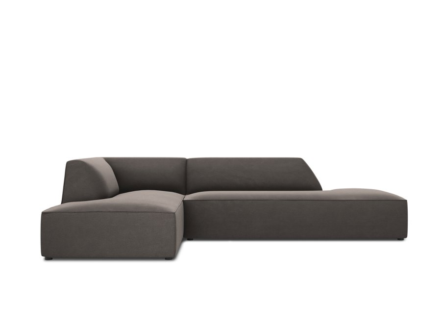 MICADONI Ruby hjrnesofa, venstre, 4 seter - antrasittgr flyel og sort plast