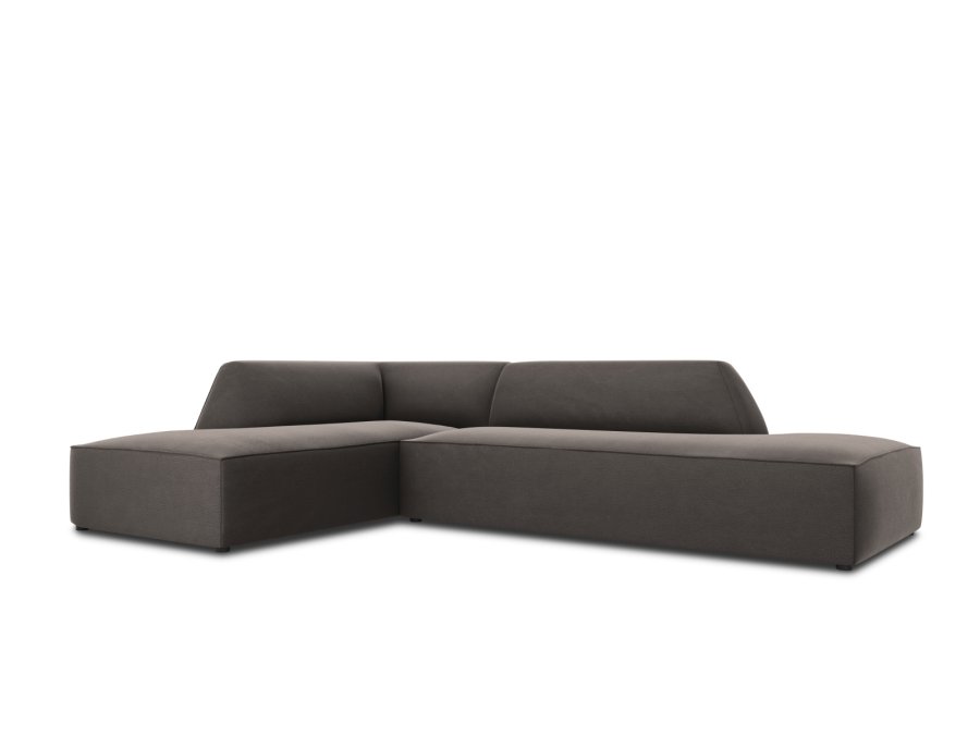 MICADONI Ruby hjrnesofa, venstre, 4 seter - antrasittgr flyel og sort plast