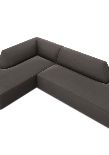 MICADONI Ruby hjrnesofa, venstre, 4 seter - antrasittgr flyel og sort plast