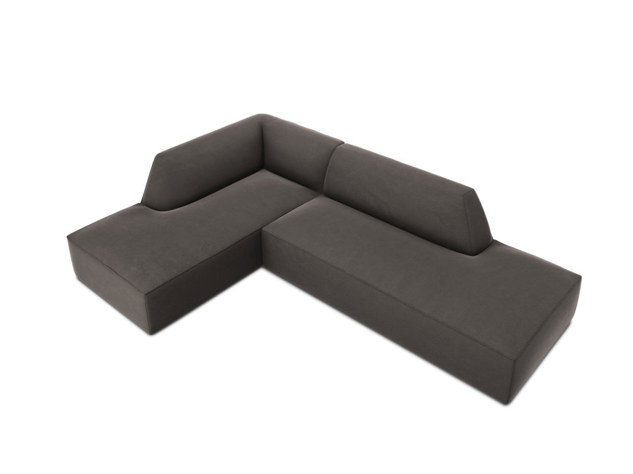 MICADONI Ruby hjrnesofa, venstre, 4 seter - antrasittgr flyel og sort plast