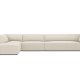 MICADONI Ruby Modul Ecksofa, links, 5 Sitze – beige Cordsamt und schwarzer Kunststoff