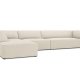 MICADONI Ruby Modul Ecksofa, links, 5 Sitze – beige Cordsamt und schwarzer Kunststoff