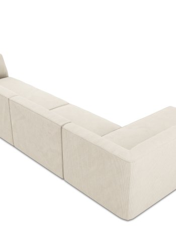 MICADONI Ruby Modul Ecksofa, links, 5 Sitze – beige Cordsamt und schwarzer Kunststoff