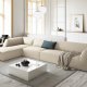 MICADONI Ruby Modul Ecksofa, links, 5 Sitze – beige Cordsamt und schwarzer Kunststoff