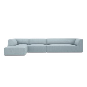 MICADONI Ruby Modul hjrnesofa, venstre, 5 sder - bl corduroy fljl og sort plast