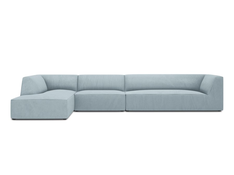 MICADONI Ruby Modul hjrnesofa, venstre, 5 seter - bl kordflyel og sort plast