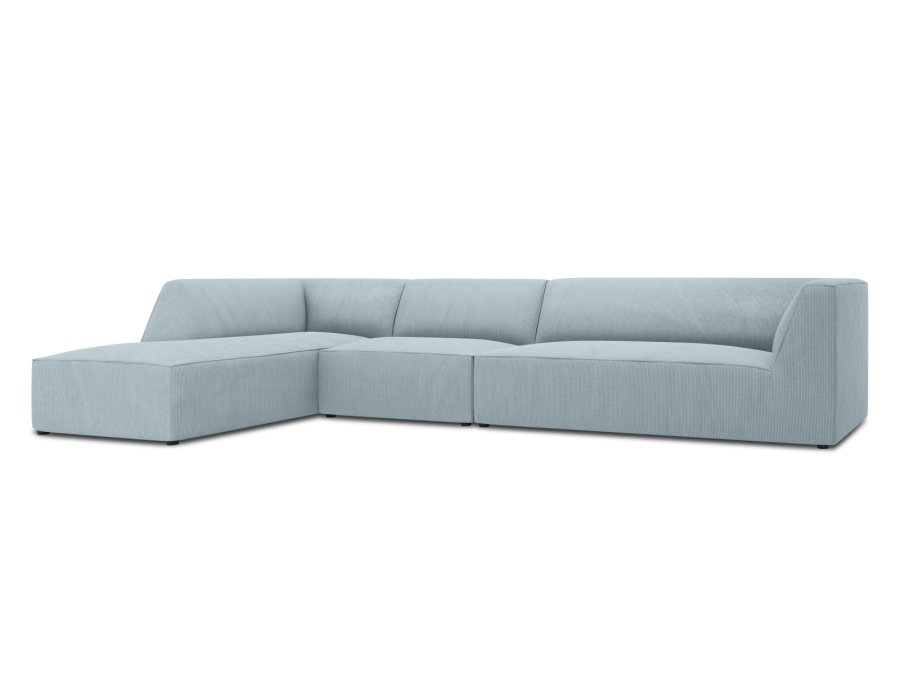 MICADONI Ruby Modul hjrnesofa, venstre, 5 seter - bl kordflyel og sort plast