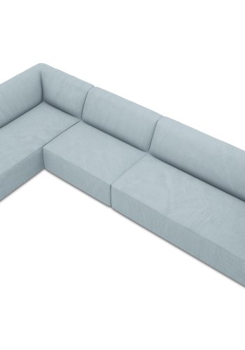 MICADONI Ruby Modul hjrnesofa, venstre, 5 seter - bl kordflyel og sort plast