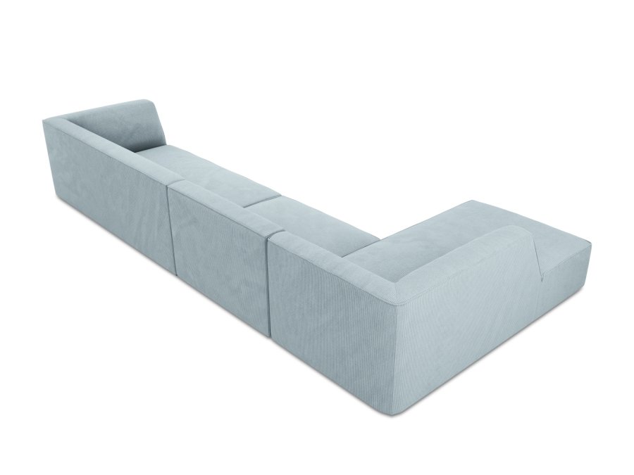 MICADONI Ruby Modul hjrnesofa, venstre, 5 seter - bl kordflyel og sort plast