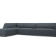 MICADONI Ruby Modul hjrnesofa, venstre, 5 seter - bl kordflyel og sort plast