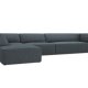 MICADONI Ruby Modul hjrnesofa, venstre, 5 seter - bl kordflyel og sort plast