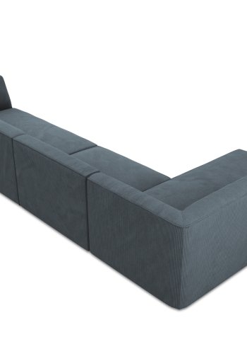 MICADONI Ruby Modul hjrnesofa, venstre, 5 seter - bl kordflyel og sort plast
