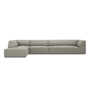 MICADONI Ruby Modul hjrnesofa, venstre, 5 sder - gr corduroy fljl og sort plast