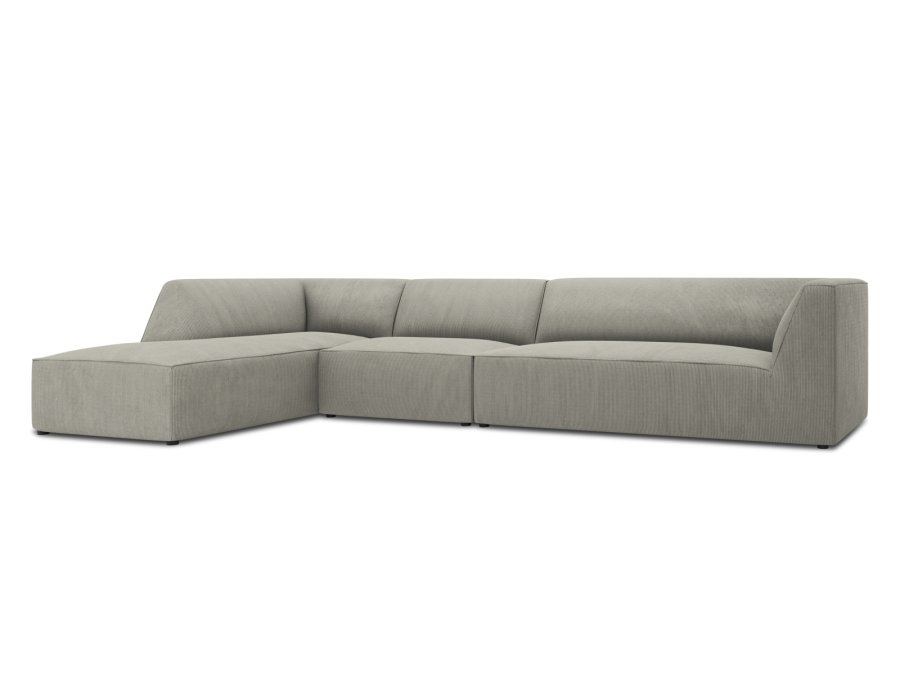 MICADONI Ruby Modul hjrnesofa, venstre, 5 seter - gr kordflyel og svart plast