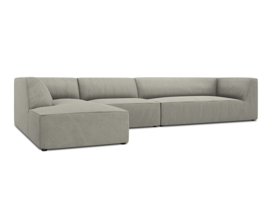 MICADONI Ruby Modul hjrnesofa, venstre, 5 seter - gr kordflyel og svart plast