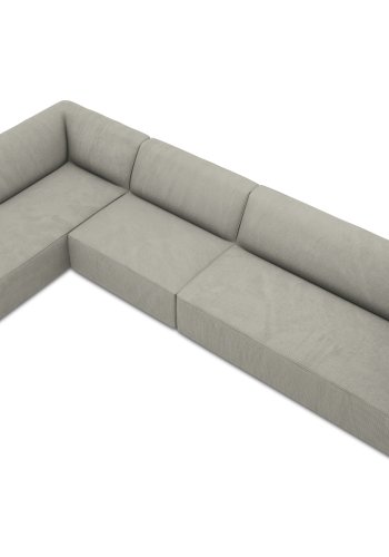 MICADONI Ruby Modul hjrnesofa, venstre, 5 seter - gr kordflyel og svart plast