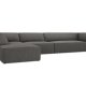 MICADONI Ruby Modul hjrnesofa, venstre, 5 seter - antrasittgr kordflyel og svart plast