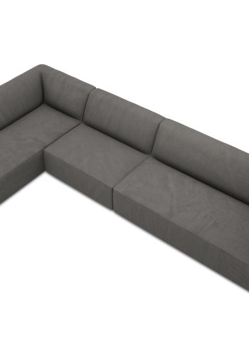 MICADONI Ruby Modul hjrnesofa, venstre, 5 seter - antrasittgr kordflyel og svart plast