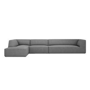 MICADONI Ruby Modul hjrnesofa, venstre, 5 sder - gr stof og sort plast