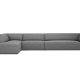 MICADONI Ruby Modul hjrnesofa, venstre, 5 seter - grtt stoff og sort plast