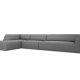 MICADONI Ruby Modul hjrnesofa, venstre, 5 seter - grtt stoff og sort plast
