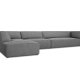 MICADONI Ruby Modul hjrnesofa, venstre, 5 seter - grtt stoff og sort plast