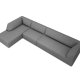 MICADONI Ruby Modul hjrnesofa, venstre, 5 seter - grtt stoff og sort plast